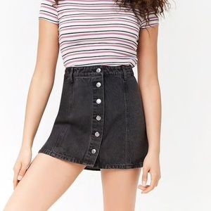 Black button up jean skirt